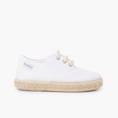 Sneakers in tela con lacci e suola espadrillas Bianco
