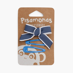 Confezione di clip a becco d'anatra con fiocco e piccole rane Blu reale