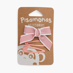 Confezione di clip a becco d'anatra con fiocco e piccole rane Rosa Francia