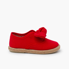 Sneakers con fiocco suola in iuta Rosso