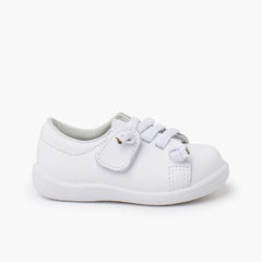 Sneakers pelle lavabile lacci elastici Bianco