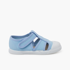 Sandalo flessibile in tela tipo ragnetti bambini Cielo Blu