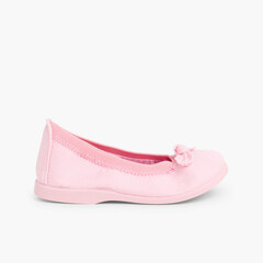 Ballerine scarpe primi passi elastico tela fiocco  Rosa