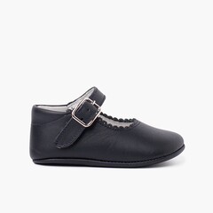 Scarpe/Scarpine Bambina Neonata Pelle Fibbia Blu Navy