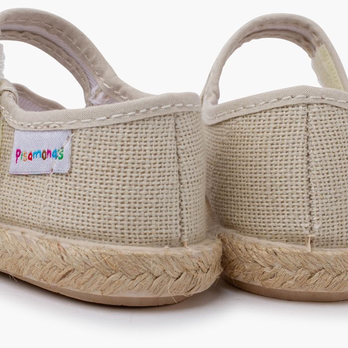 Ballerine con cinturino suola espadrillas in lino chiusura a strappo