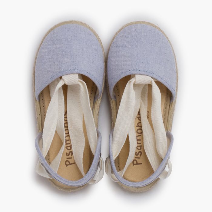 Espadrillas bambina nastri ecru