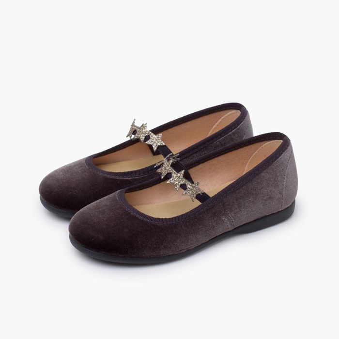 Ballerine velluto cinturino elastico stelline