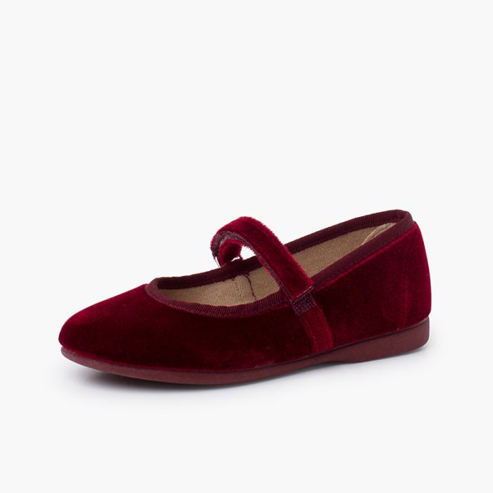 Ballerine velluto bambina cinturino a strappo