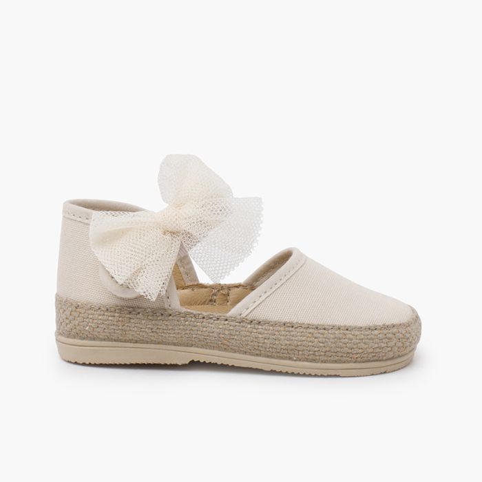 Espadrillas per bebe con suola sottile e fiocco in tulle Pisamonas