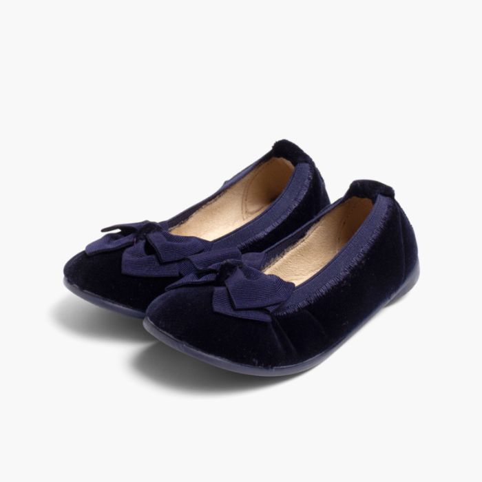 Ballerine Bambina Elastico Velluto Fiocco