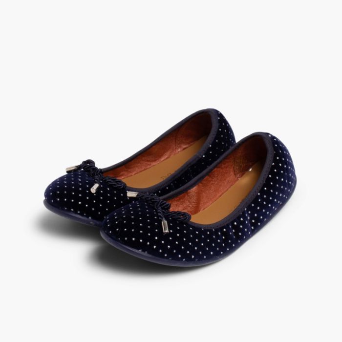 Ballerine di velluto con laccio e strass
