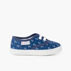Sneakers in Tela Stampata Bambini Blu